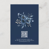 Einfache elegante navyblaue Hochzeits-QR-Code-Deta Begleitkarte (Rückseite)