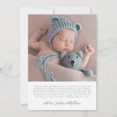 Einfache Elegante Neugeborene-Foto-Geburtsankündig Ankündigung (Rückseite)