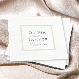 Einfache, elegante, neutrale Beige und Weiße Hochz Serviette