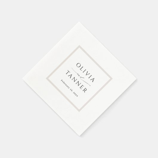 Einfache, elegante, neutrale Beige und Weiße Hochz Serviette (Ecke)