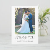 Einfache Elegante Nostalgie Typ 2 Foto Hochzeit Dankeskarte (Stehend Vorderseite)