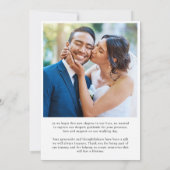 Einfache Elegante Nostalgie Typ 2 Foto Hochzeit Dankeskarte (Rückseite)