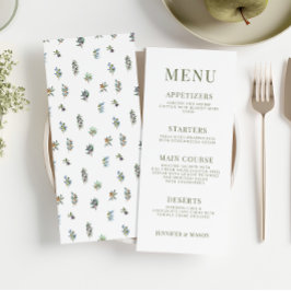 Einfache elegante Olivenzweige boho Hochzeitsmenü