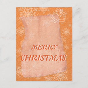 Einfache Elegante Orange Bell Snowflake Weihnachte Feiertagspostkarte