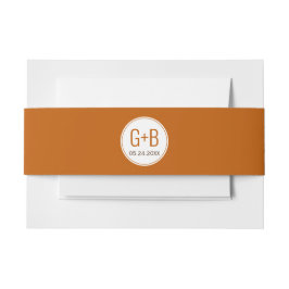 Einfache, elegante orange Initialen Hochzeit Einladungsbanderole