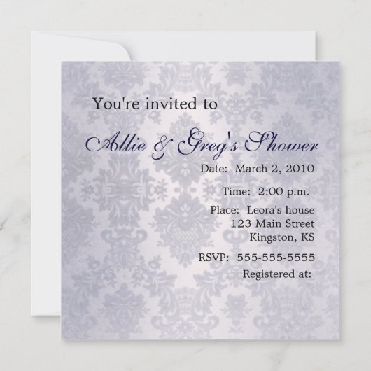 Einfache, elegante Paar-Brautpartyschablone Einladung (Rückseite)