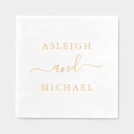 Einfache Elegante Paarnamen Hochzeit Servietten Mit Folie