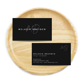 Einfache elegante Pastel Black Minimalistisch 2 Mo Visitenkarte