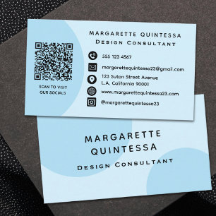 Einfache Elegante Pastel Blue QR Code Social Media Visitenkarte