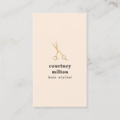 Einfache Elegante Pastel Imitate Gold Schere Haar Visitenkarte (Vorderseite)