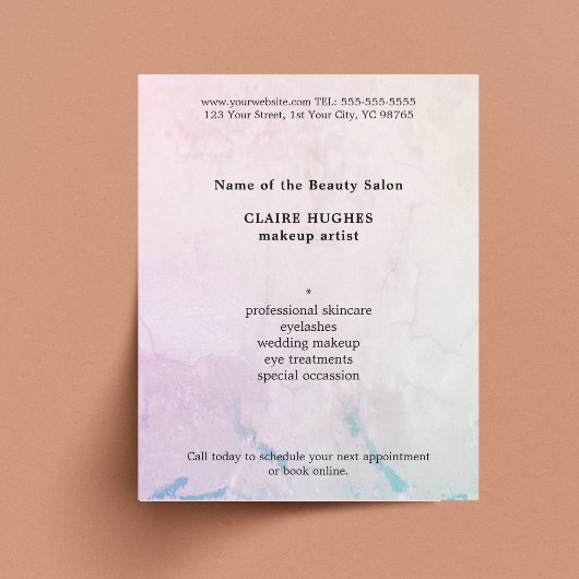 Einfache Elegante Pastel Makeup Artist Flyer
