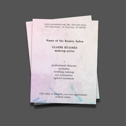 Einfache Elegante Pastel Makeup Artist Flyer