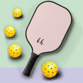 Einfache, elegante Pastel Pink Mit Monogramm Initi Pickleball Schläger