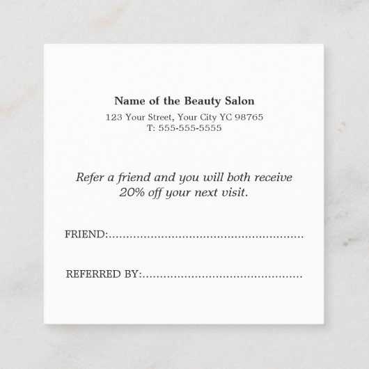 Einfache Elegante Pastellfarben Schönheit Empfehlungskarte (Rückseite)