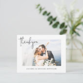 Einfache, elegante Personalisierte Foto Hochzeit Dankeskarte (Stehend Vorderseite)