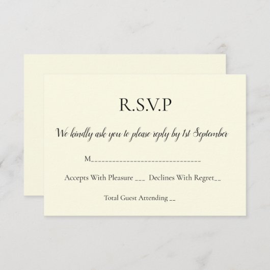 Einfache Elegante Personalisierte UAWG-Einschließk RSVP Karte (Vorne/Hinten)