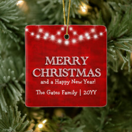 Einfache Elegante Personalisierte Weihnachtsbeleuc Keramikornament
