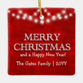 Einfache Elegante Personalisierte Weihnachtsbeleuc Keramikornament (Vorderseite)