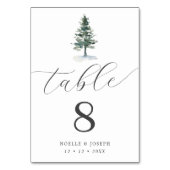 Einfache Elegante Pine Tree Hochzeit Tischnummer (Vorderseite)