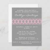 Einfache elegante Pink Lace Bridal Dusche Einladun Einladung (Vorne/Hinten)