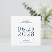 Einfache Elegante Platz Save the Date mit Foto (Stehend Vorderseite)