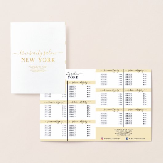 Einfache Elegante Preise für Salons des White Foil Folienkarte (Anzeige)