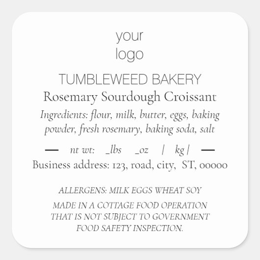 Einfache, elegante Produktkennzeichnungen Quadratischer Aufkleber (Vorderseite)