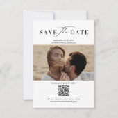 Einfache elegante QR-Code-Foto-Hochzeit Save The Date (Vorderseite)