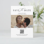 Einfache elegante QR-Code-Foto-Hochzeit Save The Date (Stehend Vorderseite)