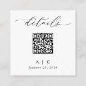 Einfache Elegante QR Code Hochzeitsdetails Begleitkarte (Vorderseite)