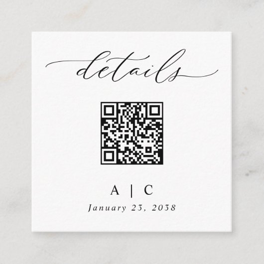 Einfache Elegante QR Code Hochzeitsdetails Begleitkarte (Vorderseite)