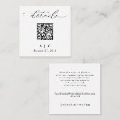 Einfache Elegante QR Code Hochzeitsdetails Begleitkarte (Vorne/Hinten)