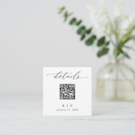 Einfache Elegante QR Code Hochzeitsdetails Begleitkarte