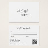 Einfache Elegante QR Code Modernes Geschenkgutacht (Vorne & Hinten)