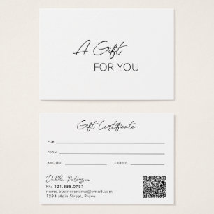 Einfache Elegante QR Code Modernes Geschenkgutacht