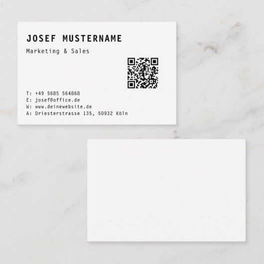 Einfache Elegante QR Code Visitenkarten Vorlage Visitenkarte (Vorne/Hinten)