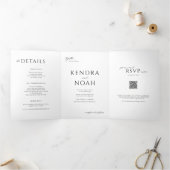 Einfache Elegante QR UAWG Dreifach Gefaltete Einladung (Innenseite)