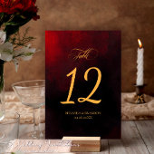 Einfache Elegante Red Black Gold Calligrafy Weddin Tischnummer