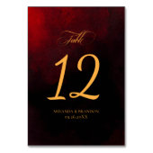 Einfache Elegante Red Black Gold Calligrafy Weddin Tischnummer (Rückseite)