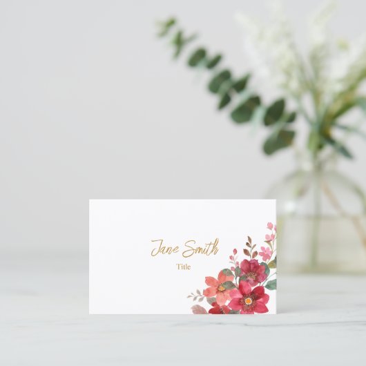 Einfache elegante Red Blume Business Card Visitenkarte (Stehend Vorderseite)