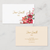Einfache elegante Red Blume Business Card Visitenkarte (Vorne/Hinten)
