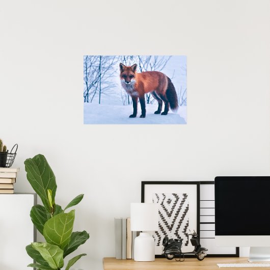 Einfache Elegante Red Fox Artwork | Poster (Heimbüro)