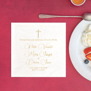 Einfache elegante religiöse Glaubenstriplets Taufe Servietten Mit Folie