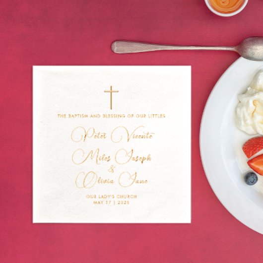 Einfache elegante religiöse Glaubenstriplets Taufe Servietten Mit Folie