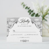 Einfache elegante Renaissance-Architektur RSVP Karte (Stehend Vorderseite)
