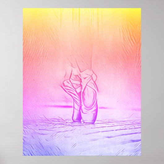 Einfache elegante Rosa Ballettschuhe Regenbogen Poster (Vorne)