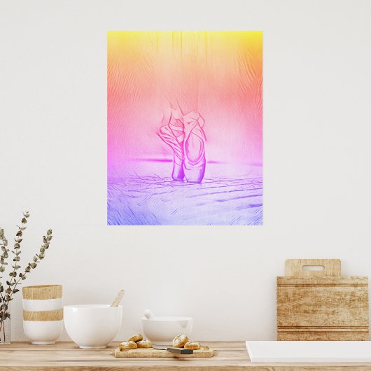 Einfache elegante Rosa Ballettschuhe Regenbogen Poster (Küche)