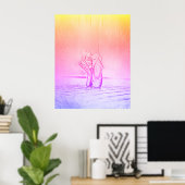 Einfache elegante Rosa Ballettschuhe Regenbogen Poster (Heimbüro)