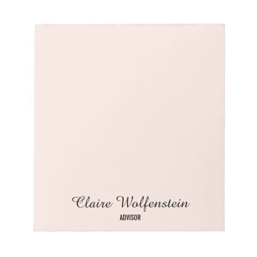 Einfache Elegante Rosa Beruflich Notizblock (Vorderseite)
