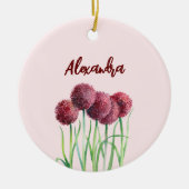 Einfache Elegante Rosa Blume Wasserfarben Keramik Ornament (Vorne)